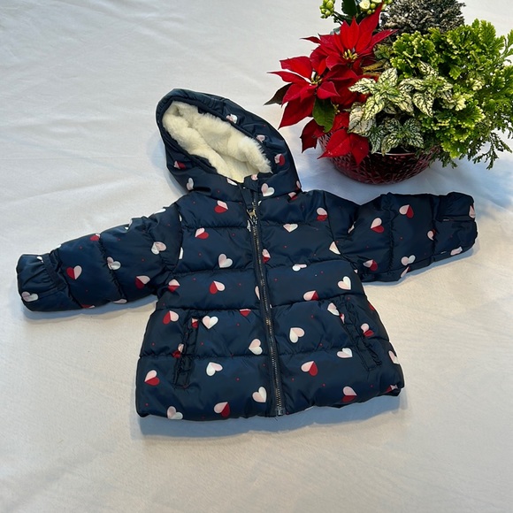 wonder nation Other - Wonder Nation brand infant 12 months hooded coat.  Navy w/pink hearts.